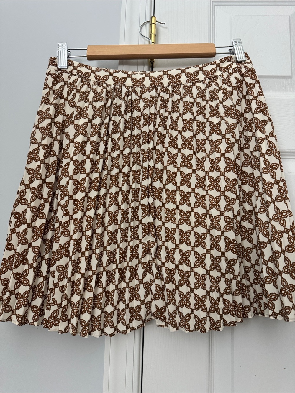 J. Crew Cream Skirt with Brown Geo Floral Print